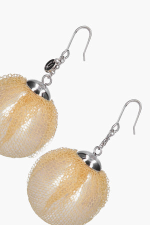 Resin Pearl Earrings with Tulle Detail