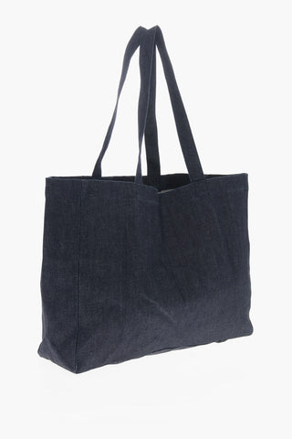 Denim Tote Bag with Printed Logo
