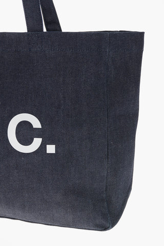 Denim Tote Bag with Printed Logo
