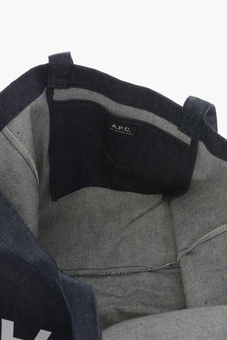 Denim Tote Bag with Printed Logo