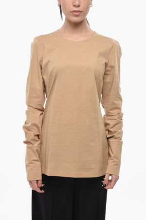 Cotton-Blend Blouse with Back Zip
