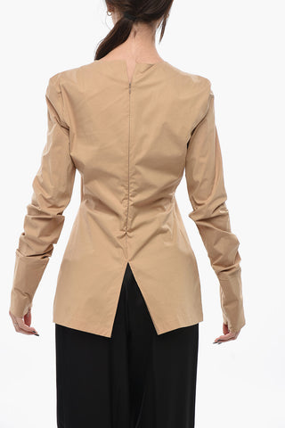 Cotton-Blend Blouse with Back Zip