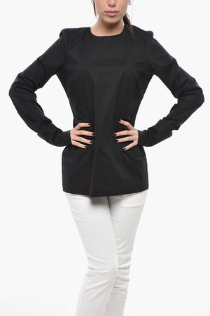 Cotton-Blend Blouse with Back Zip