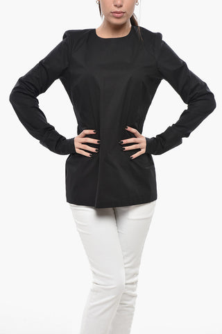 Cotton-Blend Blouse with Back Zip