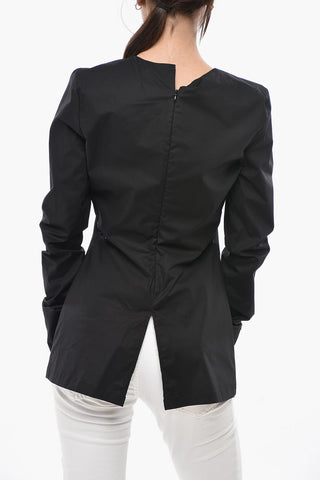 Cotton-Blend Blouse with Back Zip