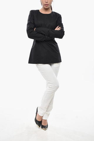 Cotton-Blend Blouse with Back Zip
