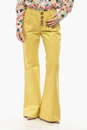 Pantaloni Bootcut in Misto Cotone con Tasche a Toppa