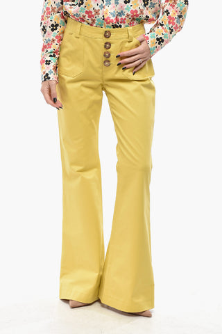 Pantaloni Bootcut in Misto Cotone con Tasche a Toppa