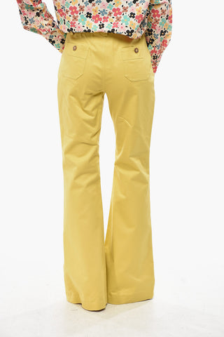 Pantaloni Bootcut in Misto Cotone con Tasche a Toppa