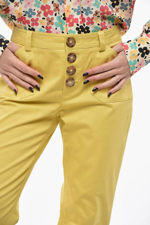Pantaloni Bootcut in Misto Cotone con Tasche a Toppa