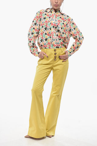 Pantaloni Bootcut in Misto Cotone con Tasche a Toppa