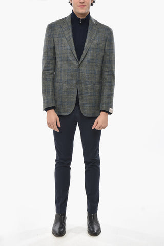 Wool Single-Breasted Blazer GATE with Checked Pattern