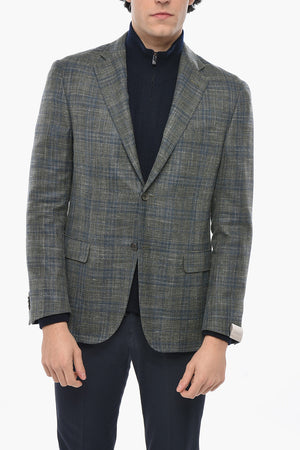 Wool Single-Breasted Blazer GATE with Checked Pattern