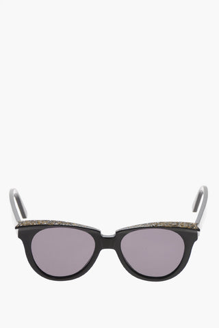 Cat-Eye-Sonnenbrille Einfarbig mit Glitzerdetails