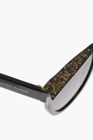 Cat-Eye-Sonnenbrille Einfarbig mit Glitzerdetails