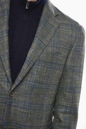 Wool Single-Breasted Blazer GATE with Checked Pattern
