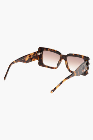 Oversized Sonnenbrille mit Schildpatt-Muster und Strass