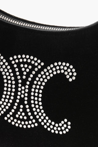 Velour Hobo Bag AVA with Rhinestone Monogram