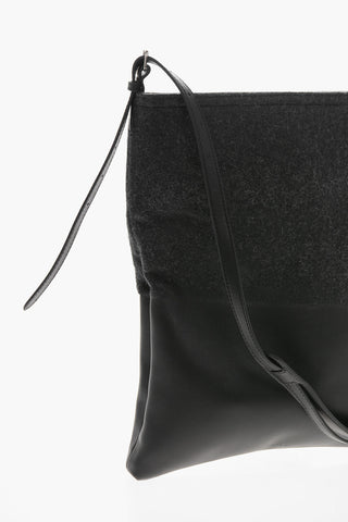 Schultertasche aus Leder und Stoff