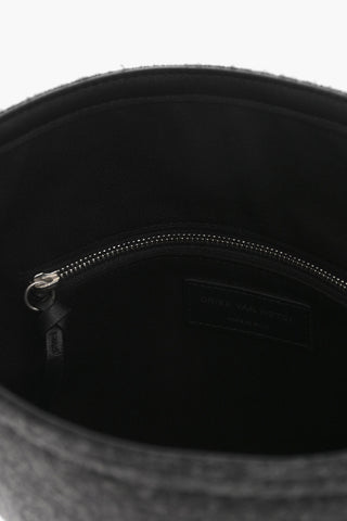 Schultertasche aus Leder und Stoff