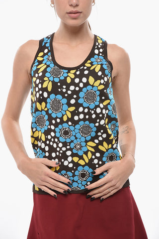 WALES BONNER Tank Top in Maglia Motivo Floreale