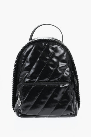 Gesteppter Rucksack aus lackiertem Leder