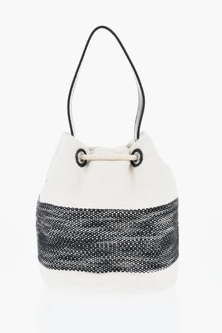 Two-Tone Canvas Bucket Bag with Rope Drawstring