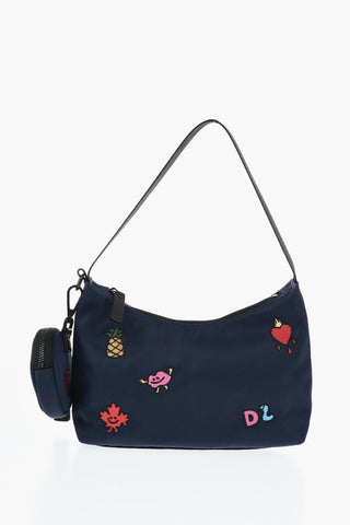 Borsa Hobo in Nylon con Ricami