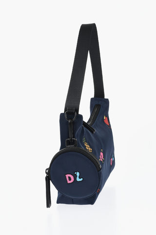 Borsa Hobo in Nylon con Ricami