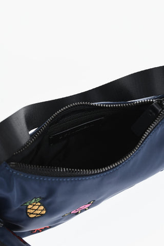 Borsa Hobo in Nylon con Ricami