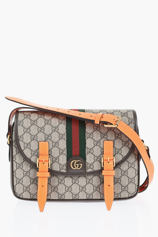 Vegan Leather Shoulder Bag with All-Over Logo