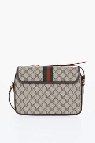 Vegan Leather Shoulder Bag with All-Over Logo