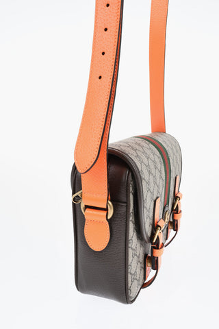 Vegan Leather Shoulder Bag with All-Over Logo