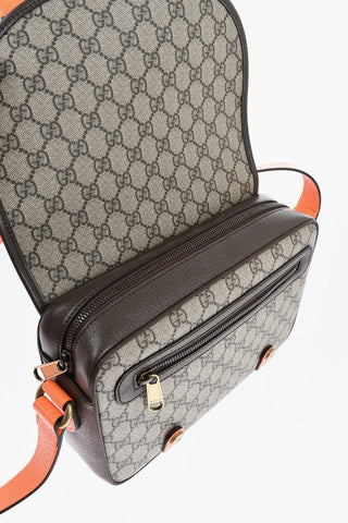 Vegan Leather Shoulder Bag with All-Over Logo