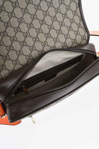 Vegan Leather Shoulder Bag with All-Over Logo