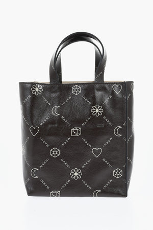 Mini Borsa Tote in Pelle con Logo All-Over
