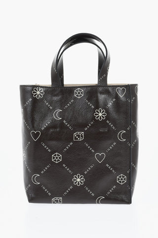 Mini Tote-Bag aus Leder mit All-over-Logo