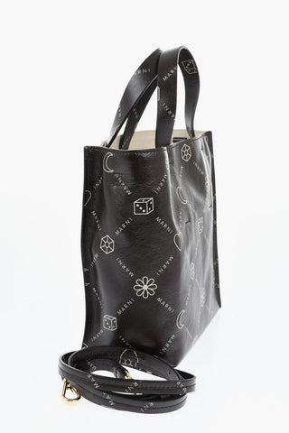 Mini Tote-Bag aus Leder mit All-over-Logo