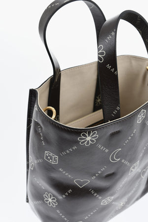 Mini Borsa Tote in Pelle con Logo All-Over
