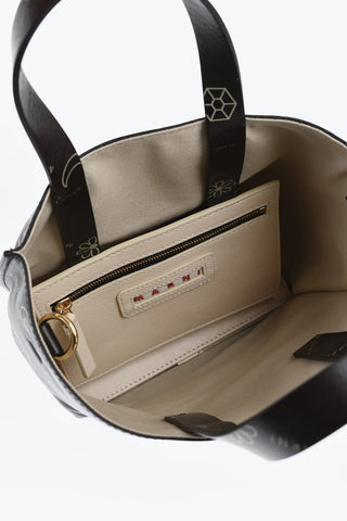 Mini Tote-Bag aus Leder mit All-over-Logo