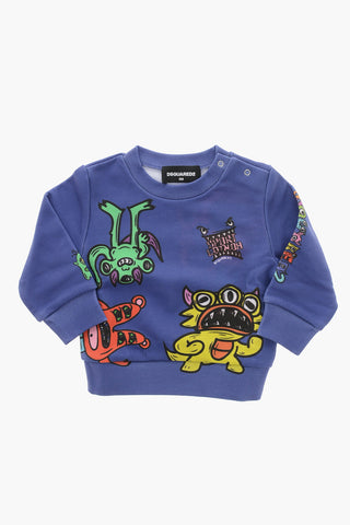 Brushed Cotton Crewneck Sweatshirt GRAFFITI