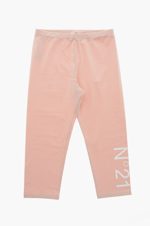 Leggings Aus Stretch-Baumwolle Mit Bedrucktem Logo