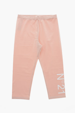 Leggings Aus Stretch-Baumwolle Mit Bedrucktem Logo