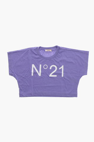T-Shirt Girocollo Cropped Fit con Logo Stampato