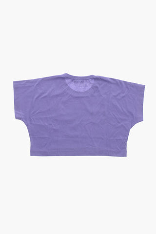 Cropped Rundhals-T-Shirt mit aufgedrucktem Logo