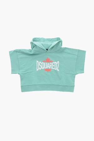 Felpa Hoodie Cropped Fit a Maniche Corte