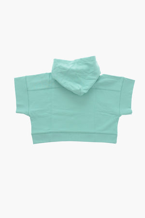 Felpa Hoodie Cropped Fit a Maniche Corte