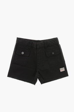 Cotton-Blend Shorts With Jeweled Buttons