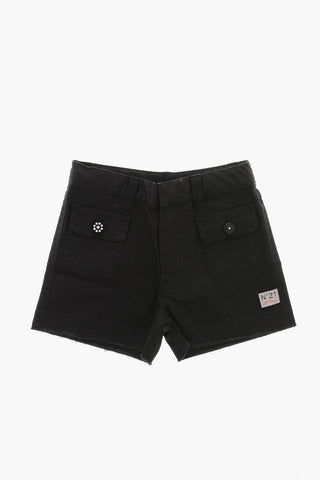 Shorts Aus Baumwollmischung Mit Schmuckknöpfen