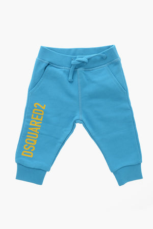 Joggers aus angerauter Baumwolle mit aufgedrucktem Logo und Bündchen